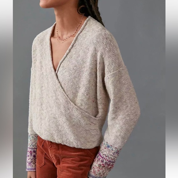 Anthropologie Pilcro Drew Surplice V Neck Knit Sweater Small - Picture 1 of 10